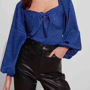 Royal Blue Satin Bodysuit, puffy sleeve - NYE Outfit